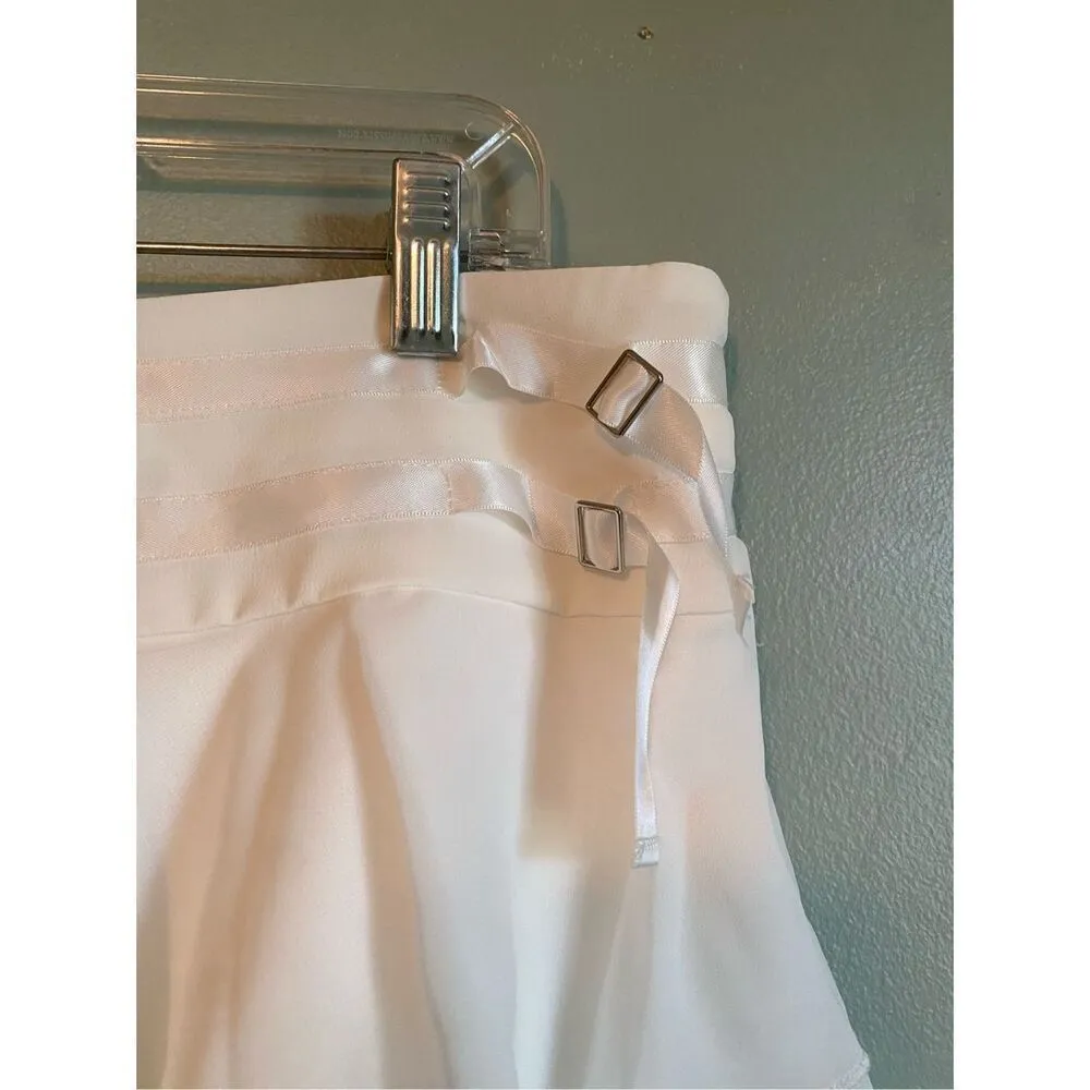 Edikted White Double Belt Tiered Chiffon Skort Size Large NWT - Image 10