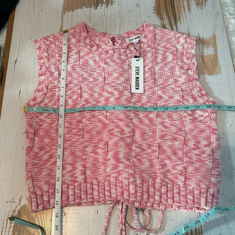 Steve Madden Cicilla Pink Tulle Sleeveless Sweater Size Large - Image 8