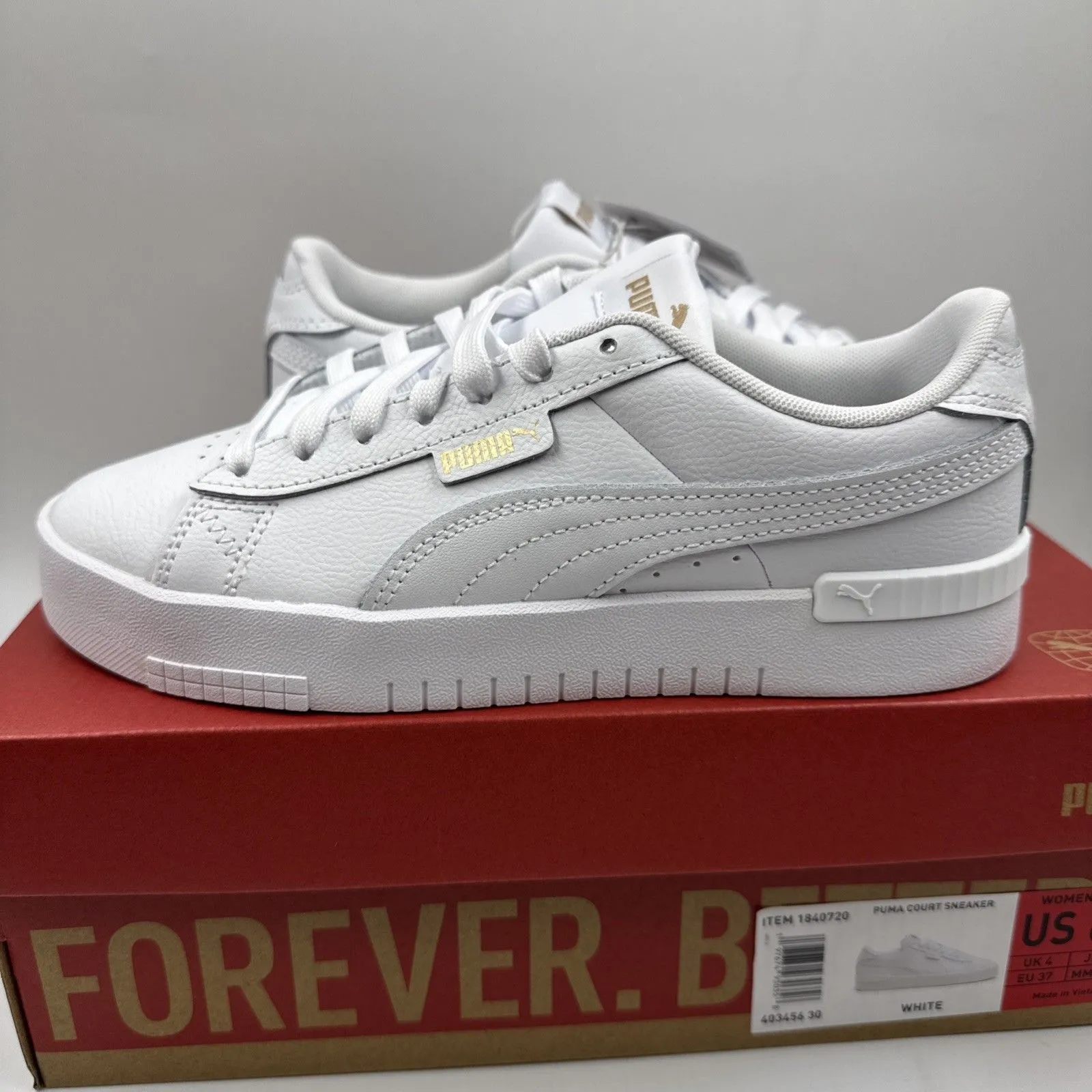 PUMA Court Sneaker, White, Women's Casual Low Top Leather Shoes Size 6.5 New White - Image 11