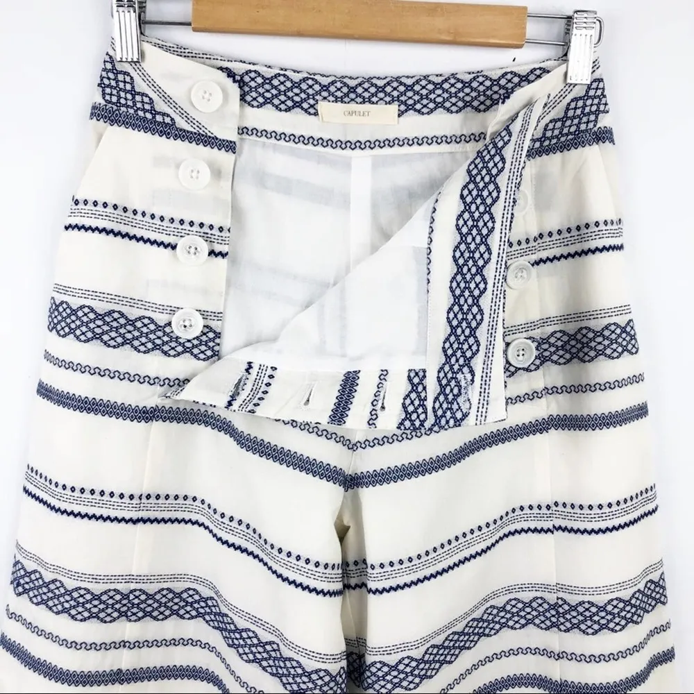 New Revolve Capulet Culotte Wide Leg Stripped Pant in Cream & Blue M - Image 15