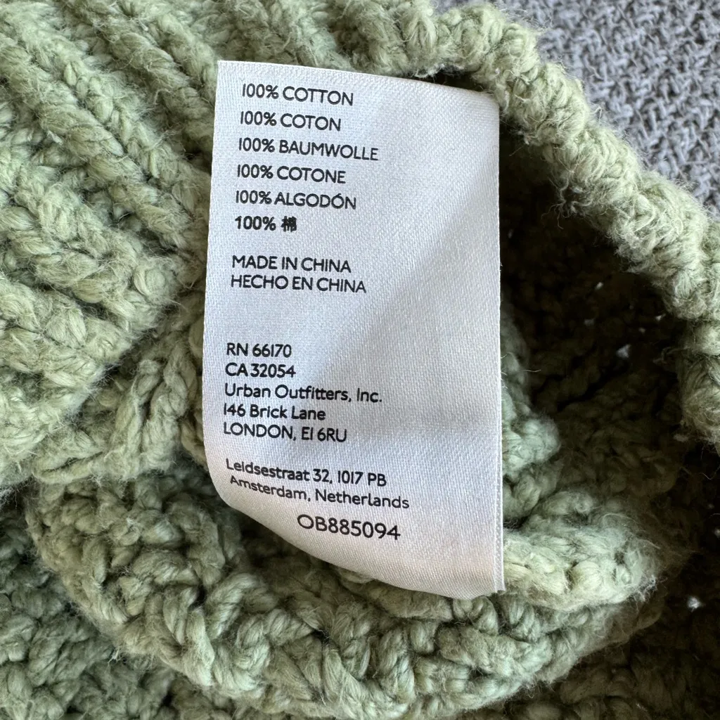 Free People Sage Green Bonfire Chunky Cableknit Cotton Crop Cardigan Small RARE - Image 7