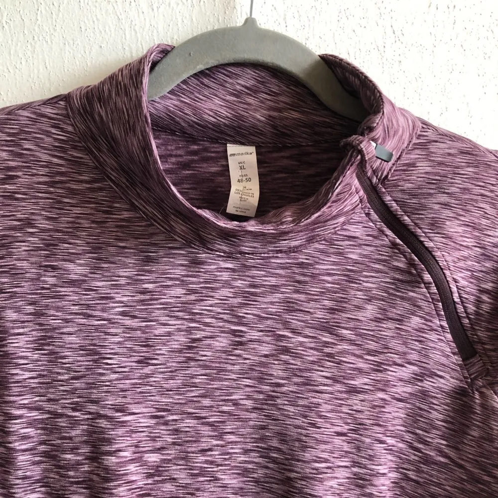 Marika Sweatshirt Side Zip Purple Space Dye Top Sz XL EUC Winter Workout Piece - Image 3