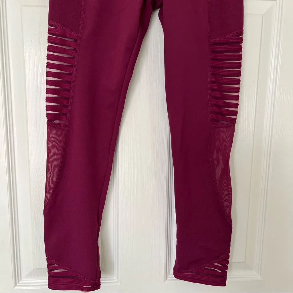 BSP leggings mesh sheer wine burgundy M Purple Size M - Image 6