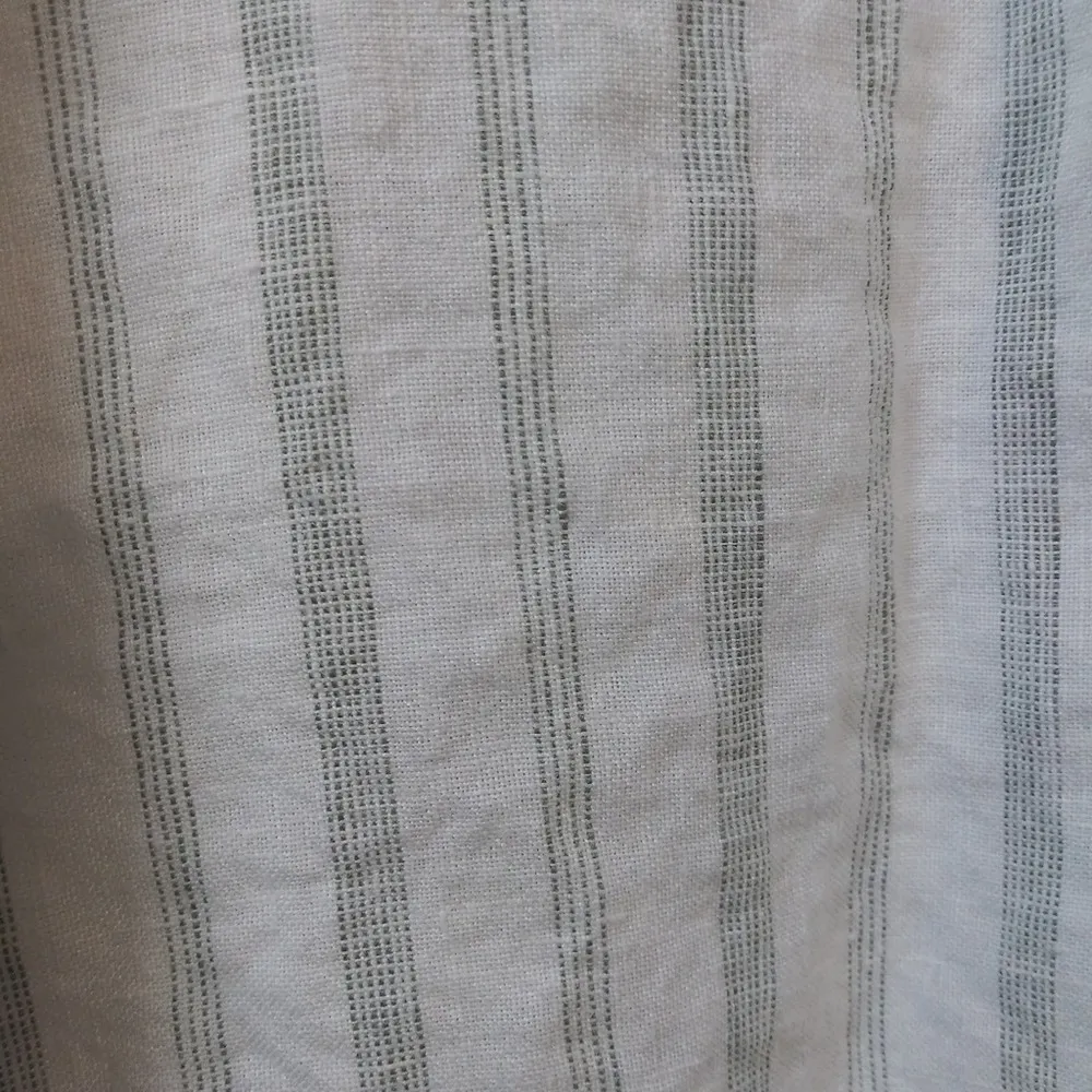 Habitat Womens 100% Linen Button Up Top Long Sleeve V Neck White Striped Size L - Image 5