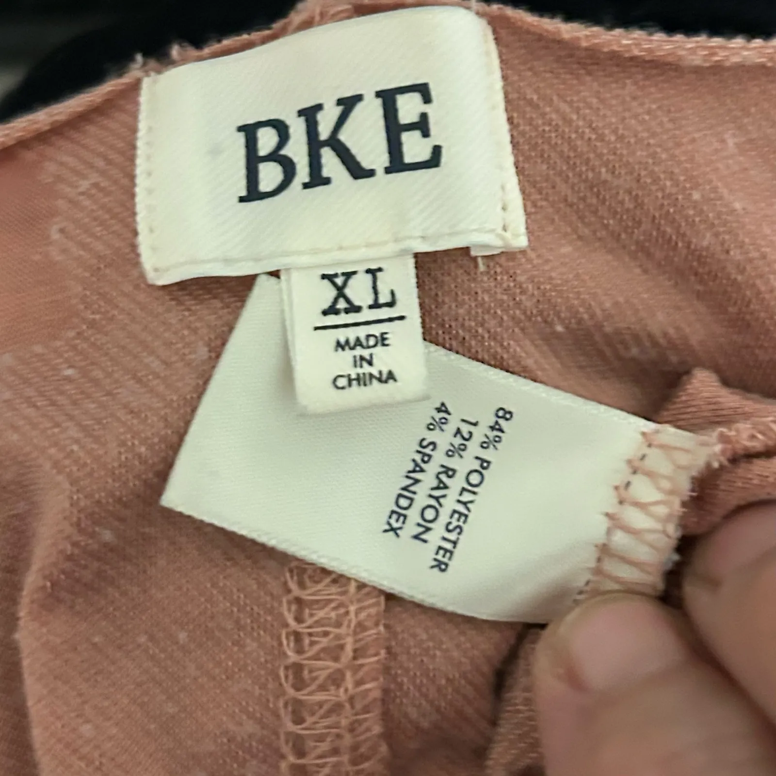 BKE Top SZ XL Peach Distressed Long Sleeve Boho Chic Lagenlook Minimalist Casual Pink - Image 6