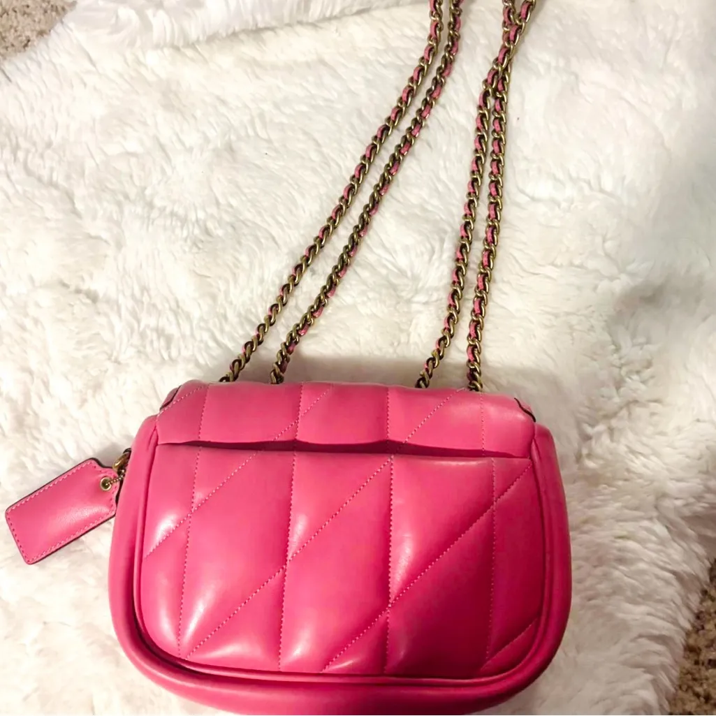 Coach Crossbody Leather Bag With Long Strap Pink, Gold Hardware - Image 2