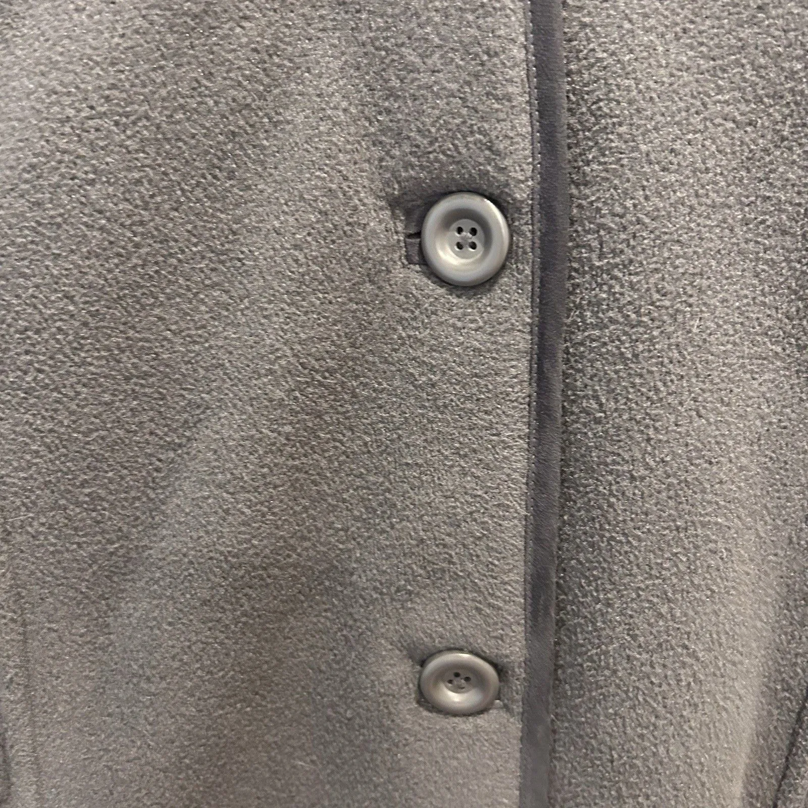 LL Bean‎ Fleece Hooded Mid Length Button Down Jacket Womens Size Large Gray - Image 4