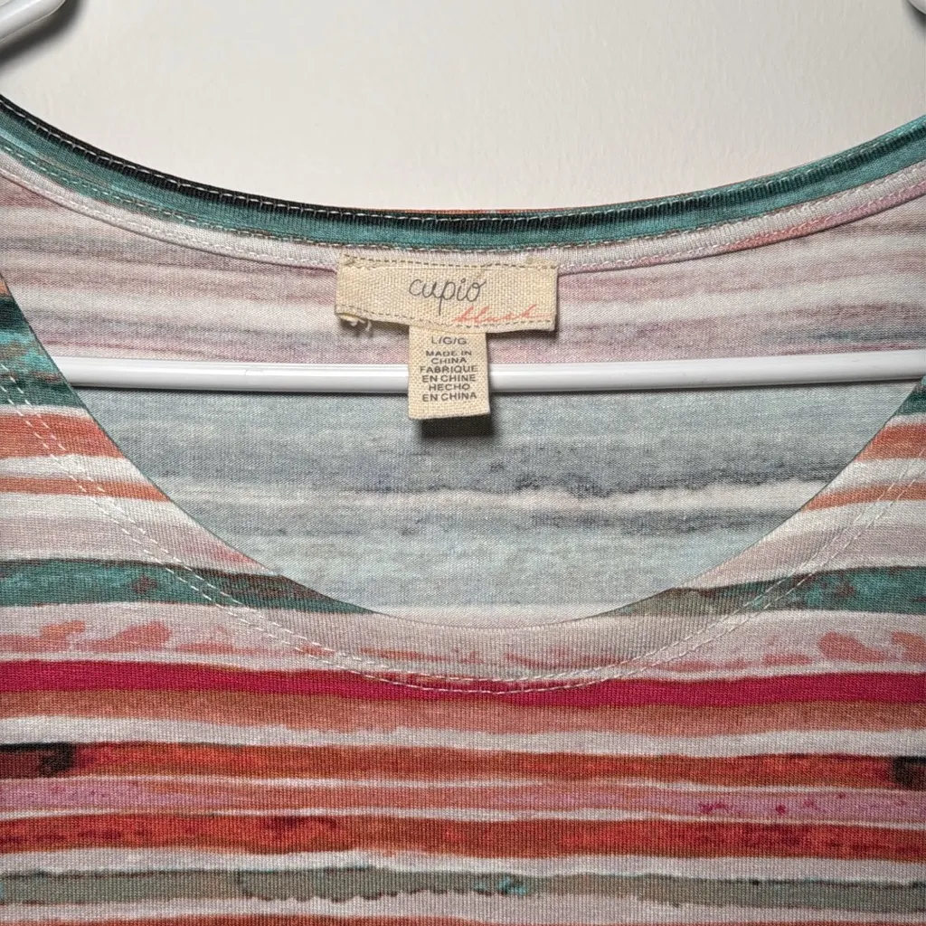 Cupio Women’s‎ Colorful Striped Scoop Neck Short Sleeve Dress Size Large - Image 2