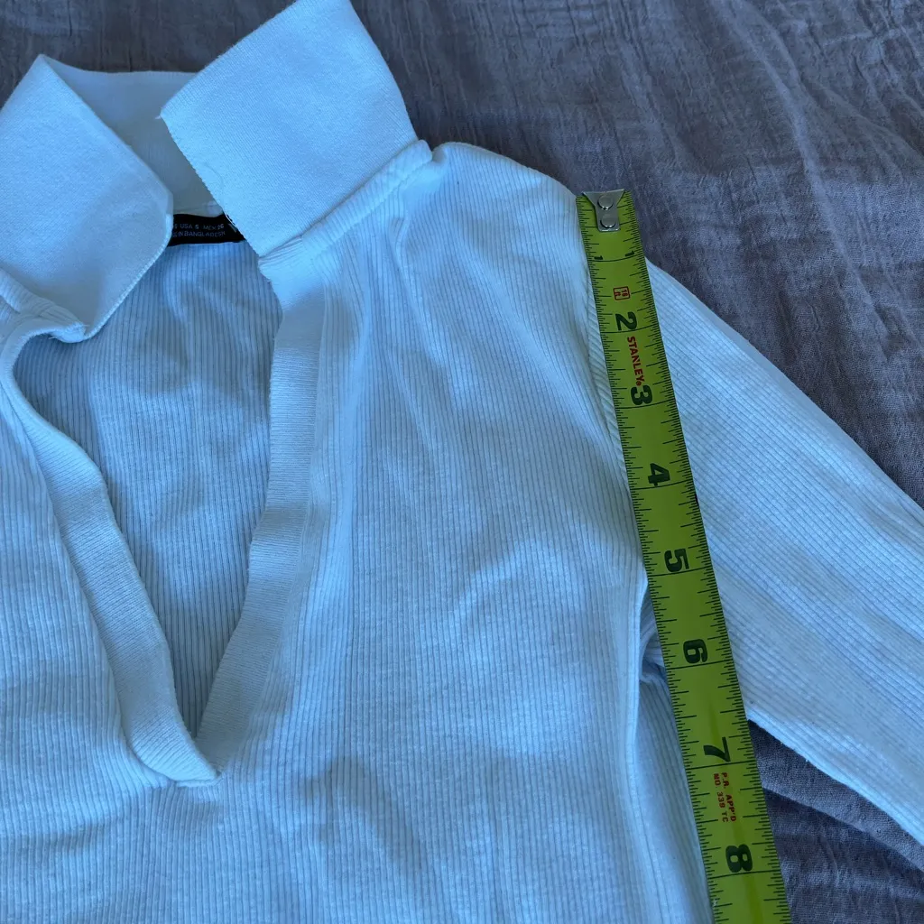 Zara White Long Sleeve Polo Crop Top size small - Image 8