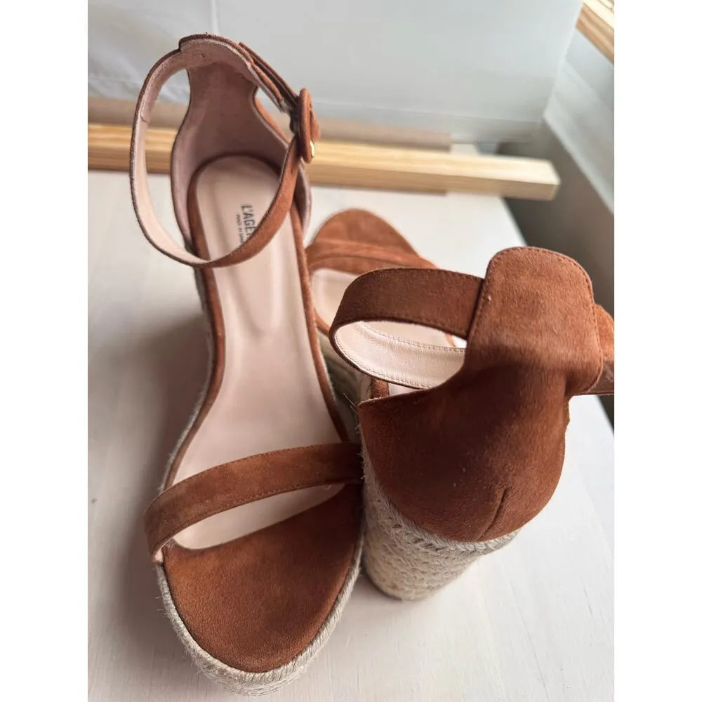 L'AGENCE Elysee Suede Espadrille Wedge Sandals  size 40/ us 10 - Image 9
