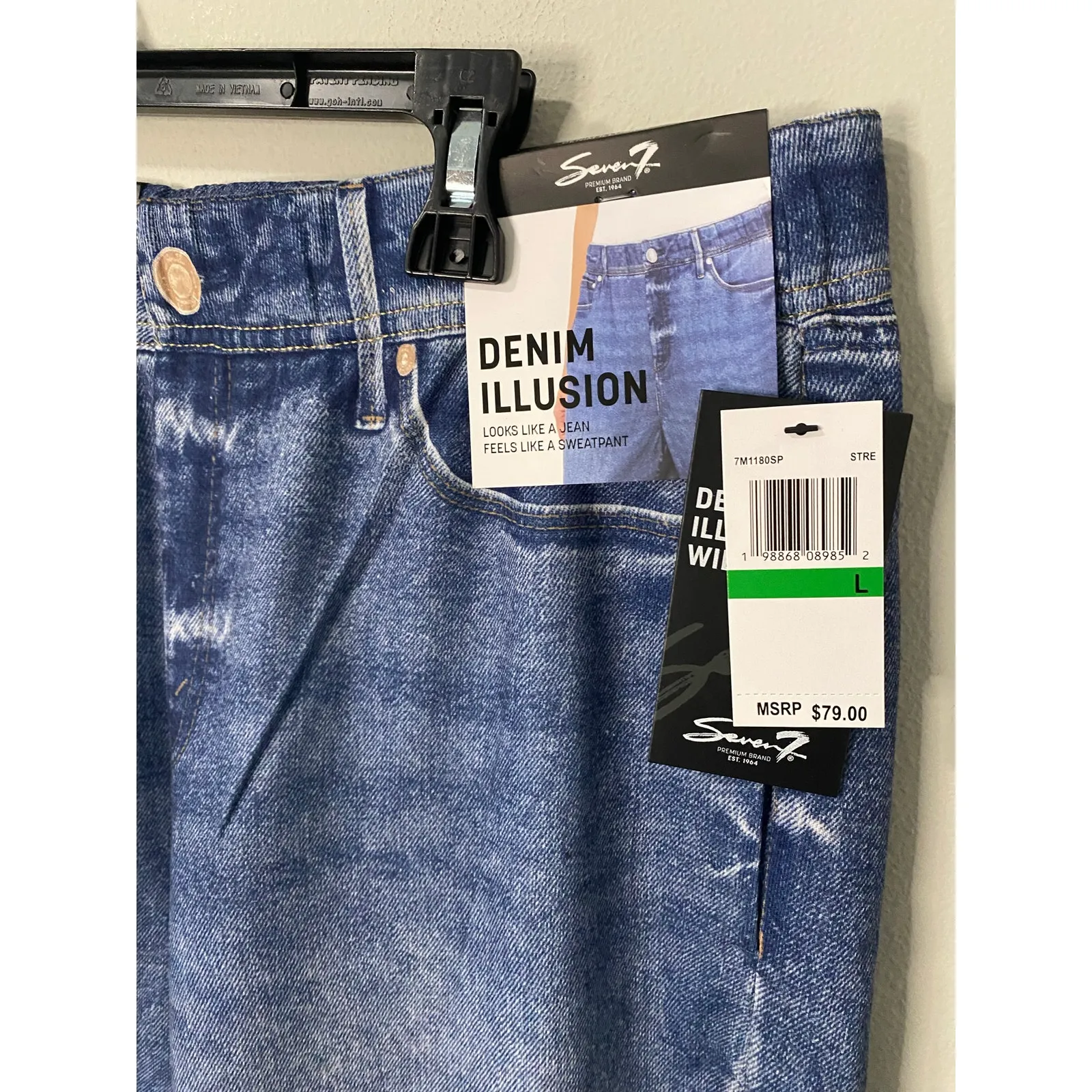 New Seven7 Denim Illusion Wide Leg Cotton Terry Sweatpant Jean Size Large - Image 3