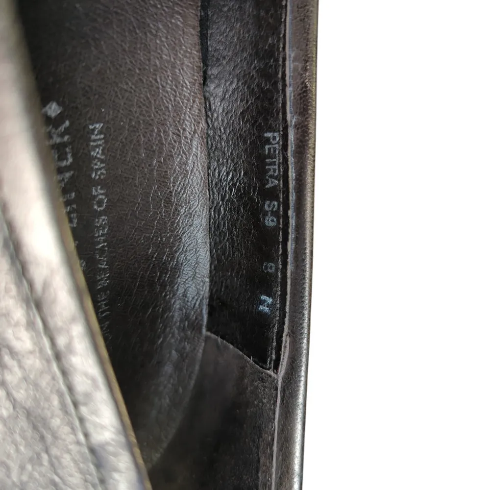 Donald Pliner Petra Bronze Metallic Loafers Leather Women's 8 Wooden Heels Wedge Gold - Image 8