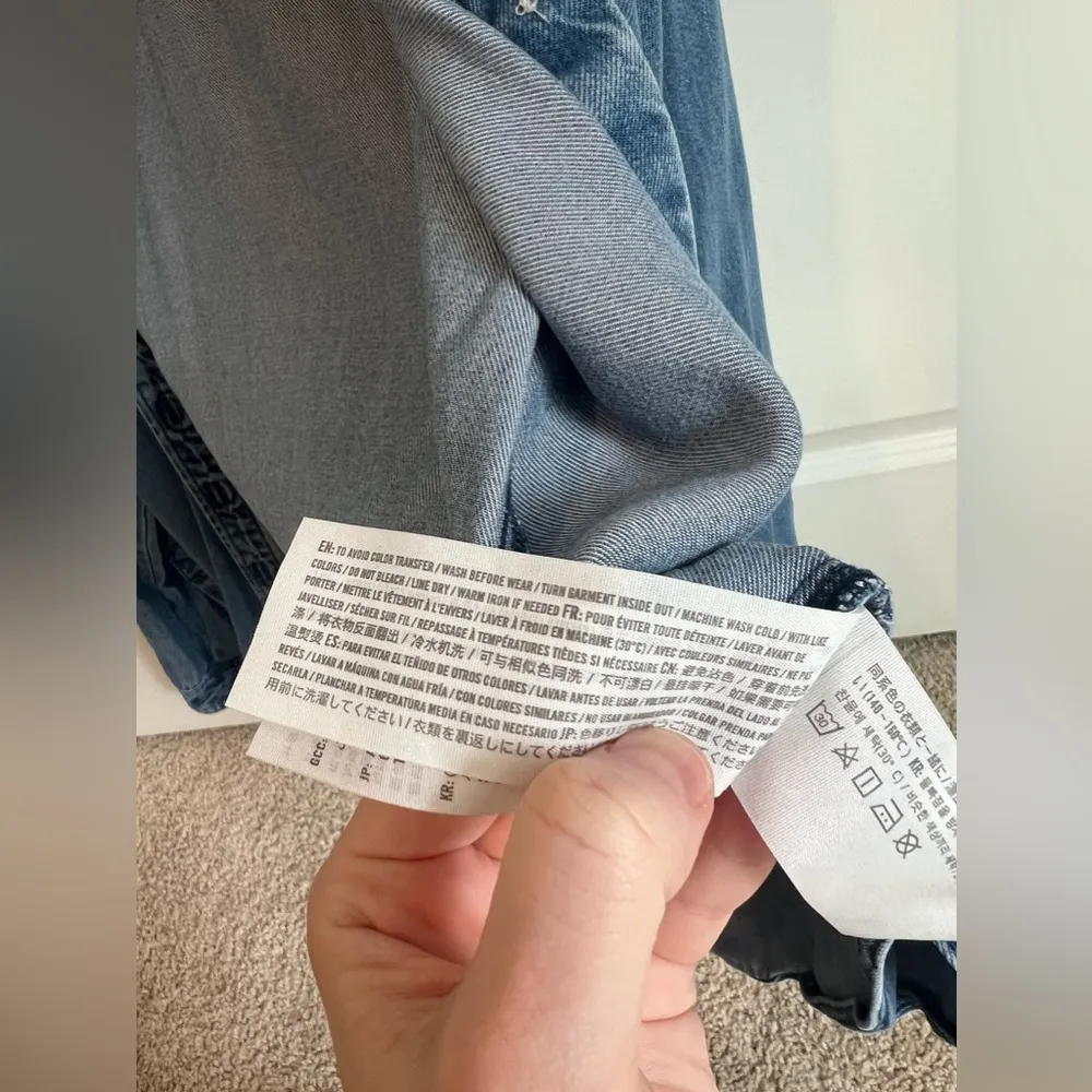 Abercrombie Blue Denim Jean Button Down Boyfriend Shirt - Image 4