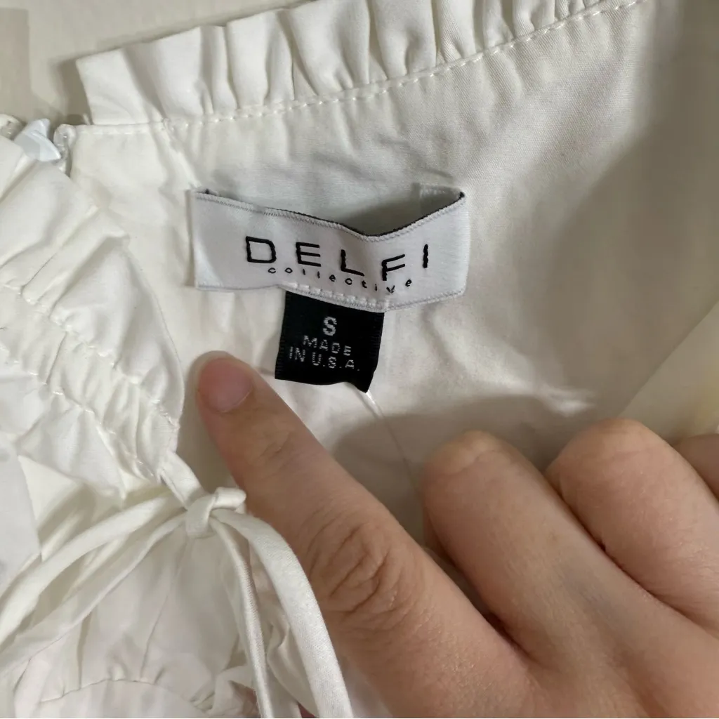 NWT Anthropologie Delfi Collective White Cotton Tiered Midi Dress Size Small - Image 3