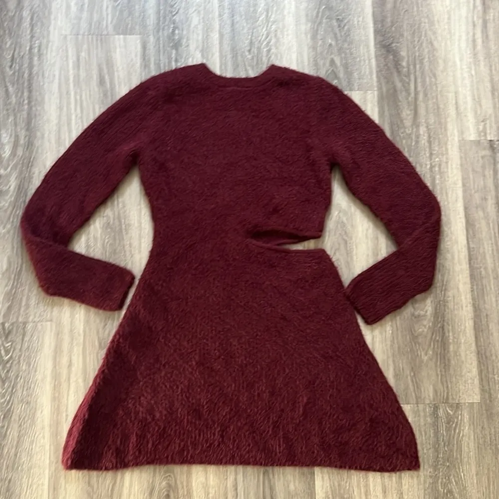 AFRM x Revolve Sweater Dress Cut out Long Sleeve Mini Dress Medium Burgundy - Image 3