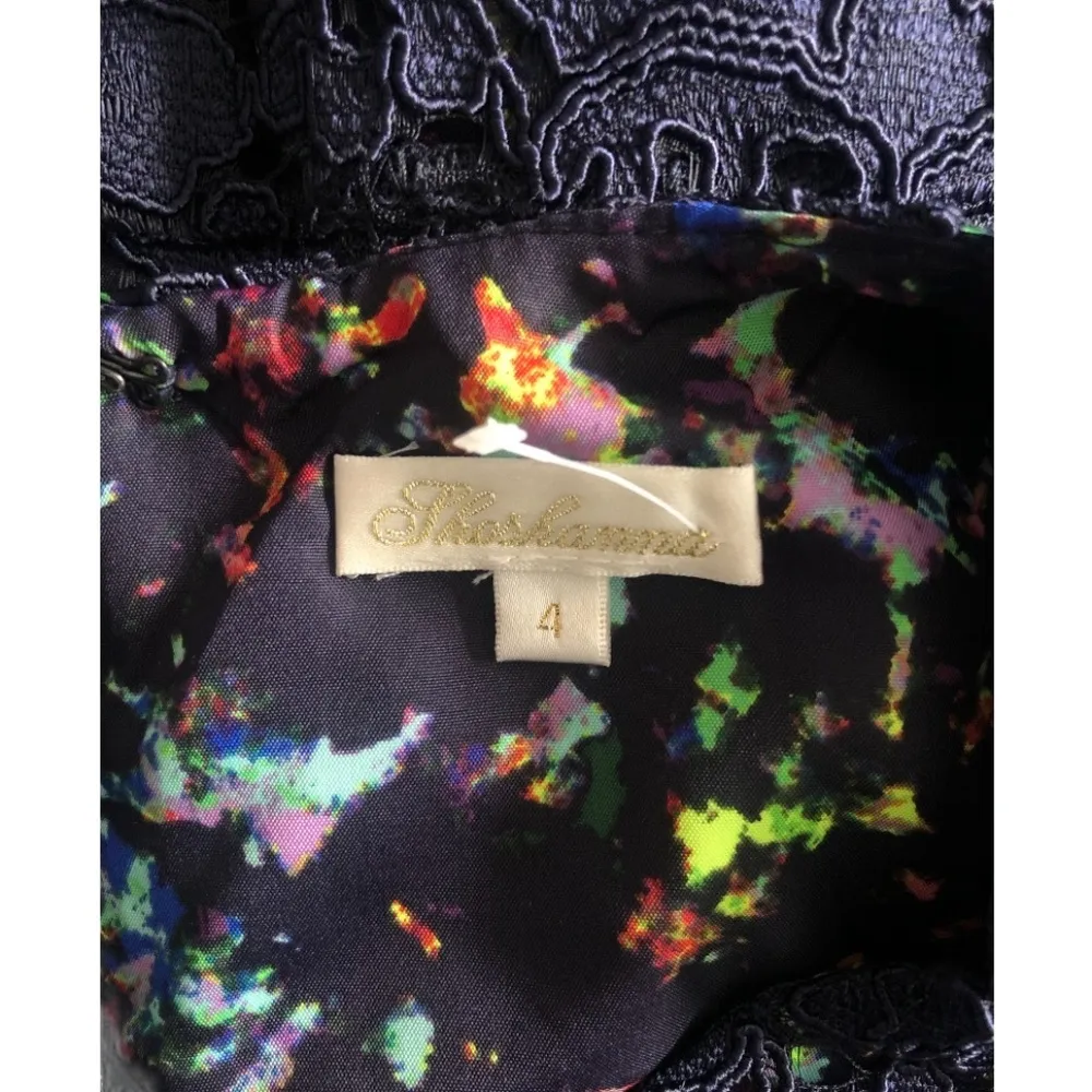 Shoshanna Navy Blue  Lace Nylon Racer Top Cocktail Mini Dress Size 4 - Image 5