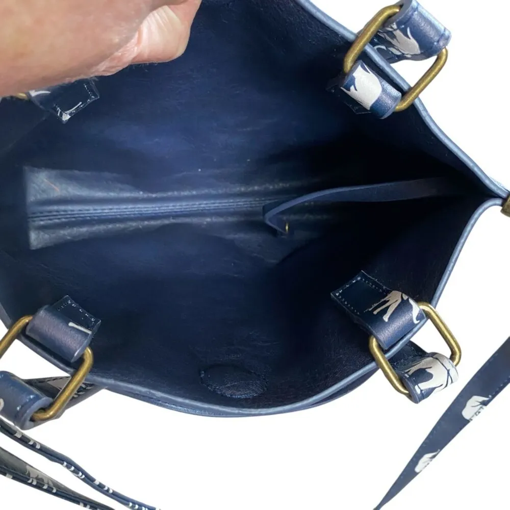 Women's blue and white elephant pattern shoulder bag handbag bag - Image 5