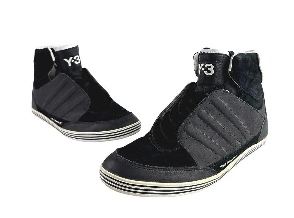 Adidas Y-3 Yohji Yamamoto Women's Black Gray Suede High Top Sneakers Shoes Sz 7 - Image 5