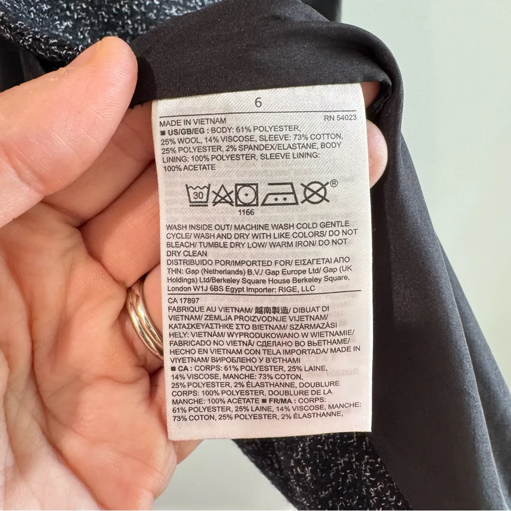 Banana Republic NWT Faux Leather Marled Wool Blend Zip Front Moto Jacket Size 6 - Image 4