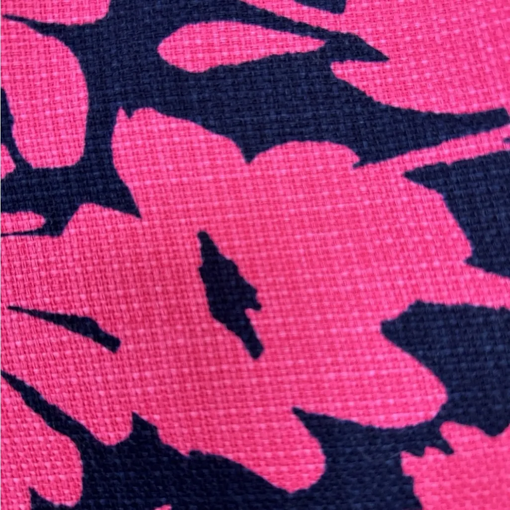 J. Crew Pencil Skirt Woven Navy Blue Fuchsia Pink Floral Women's SZ 6 - Image 6