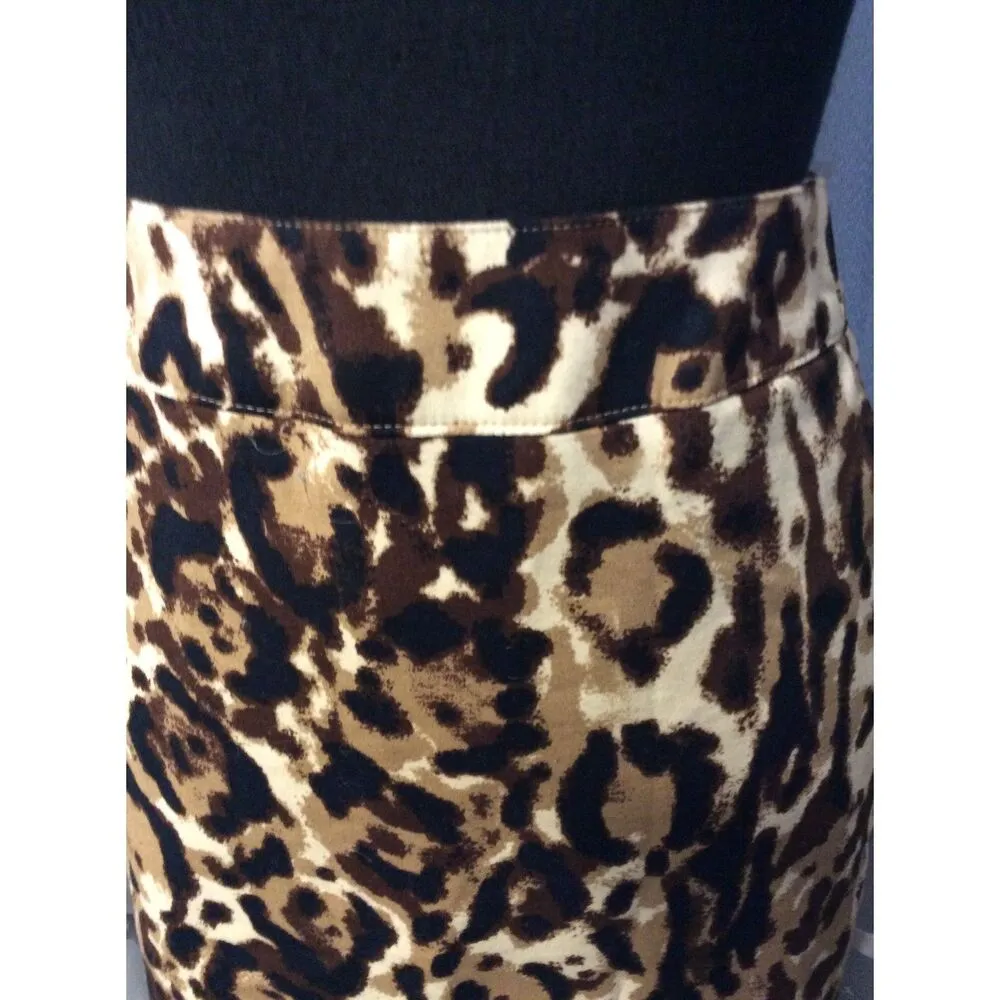 Animal Print Stretch A Line Skirt Womens Size 10 VNC Lined - Image 3