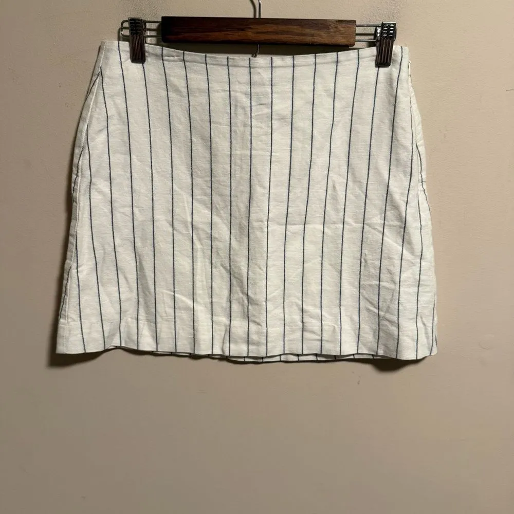 GAP Linen-Cotton Mini Skirt New Off White Pinstripe- Size 2 - Image 2