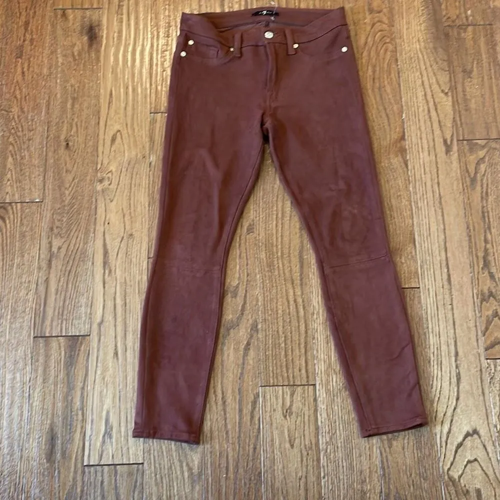 7 For All Mankind brown suede feel skinny crop pant 27 - Image 3