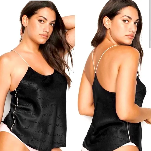 Victoria's Secret Satin Racerback Cami Pajama Top Color Black Size Small - Image 2