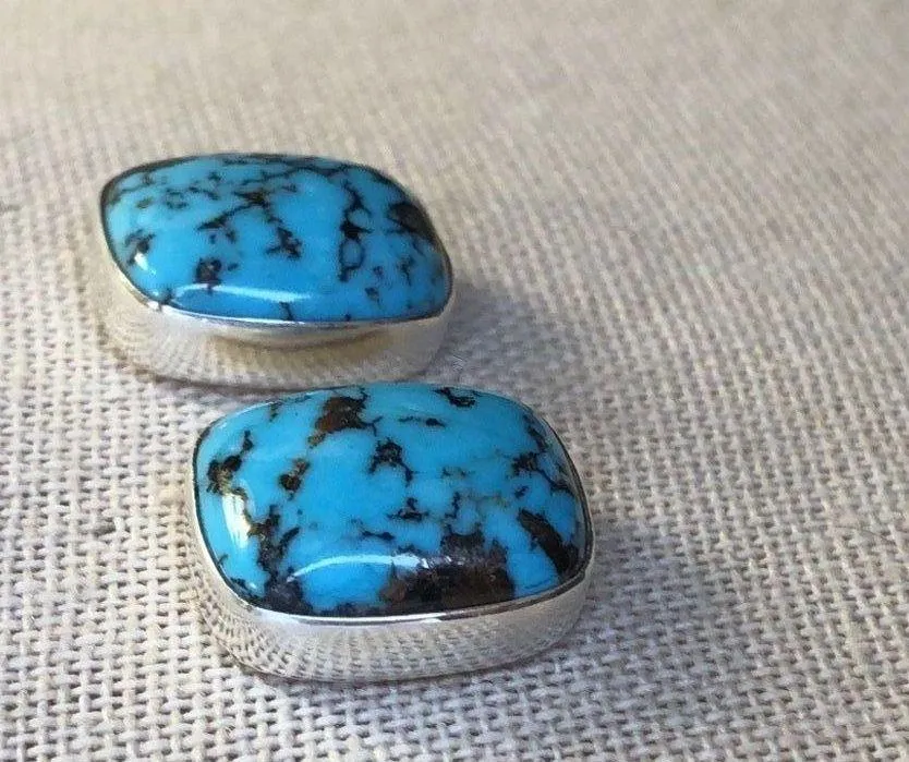 JAY KING Turquoise Cabochon Black Matrix Sterling Silver Earrings NWOT - Image 7