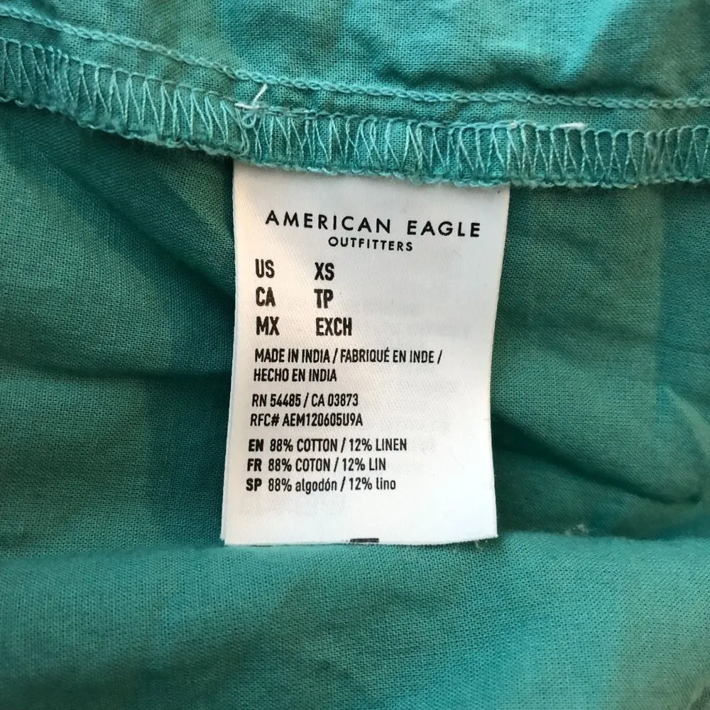 American Eagle Womens Mini Dress Open Back Floral Sleeveless Aqua Green XS - Image 4