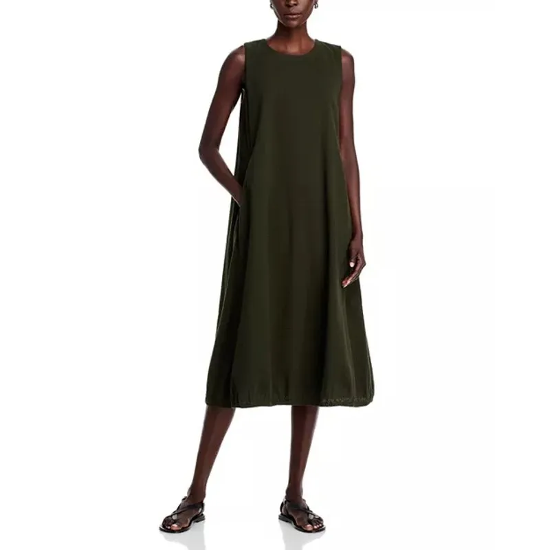 Eileen Fisher Green Oversized Tank Midi Dress Small Lantern Barrel Lagenlook - Image 12