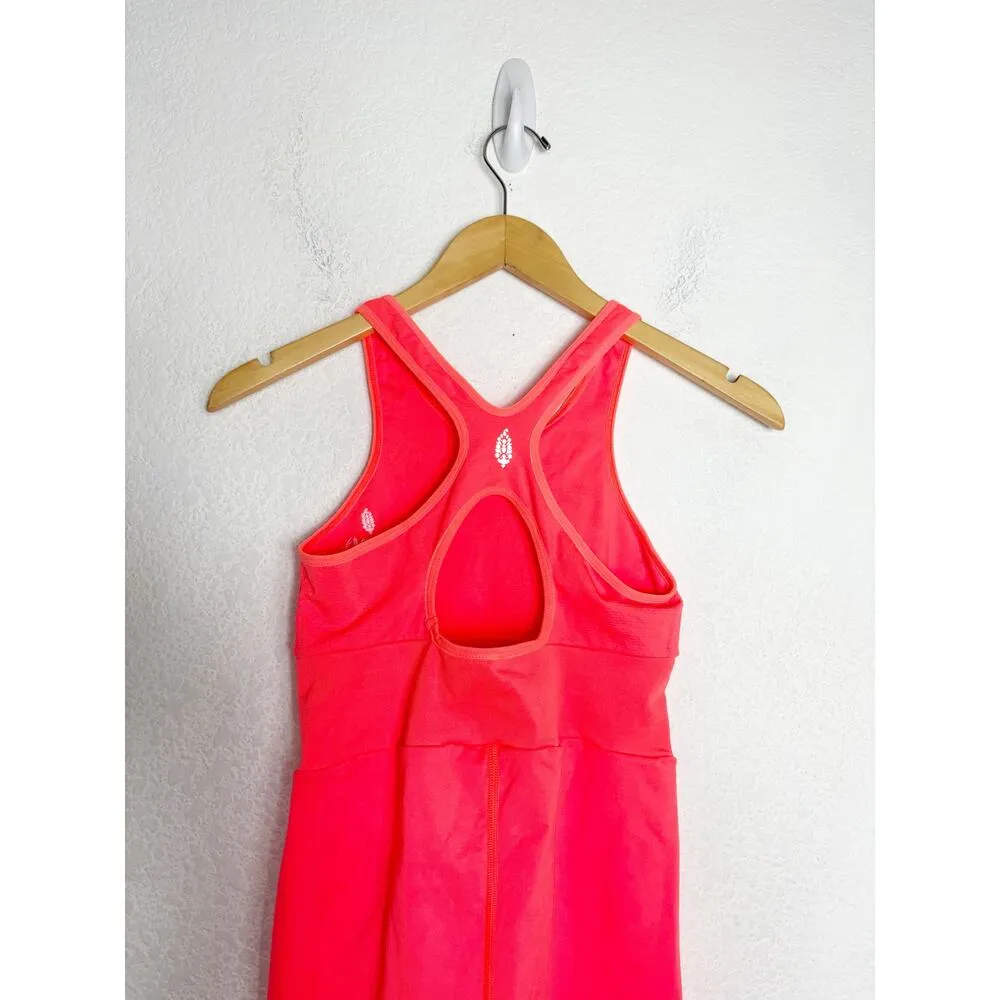 Free People FP Movement Every Single Time Runsie Size M/L Neon Coral Romper - Image 12