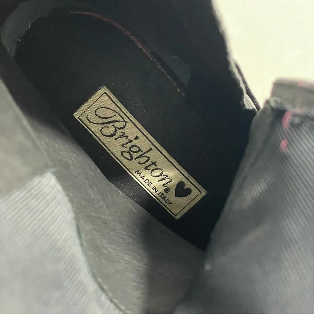 Brighton Black Leather Croc and Knit Sock Half Calf Boots Women’s Size 7.5 Shoes - Image 7