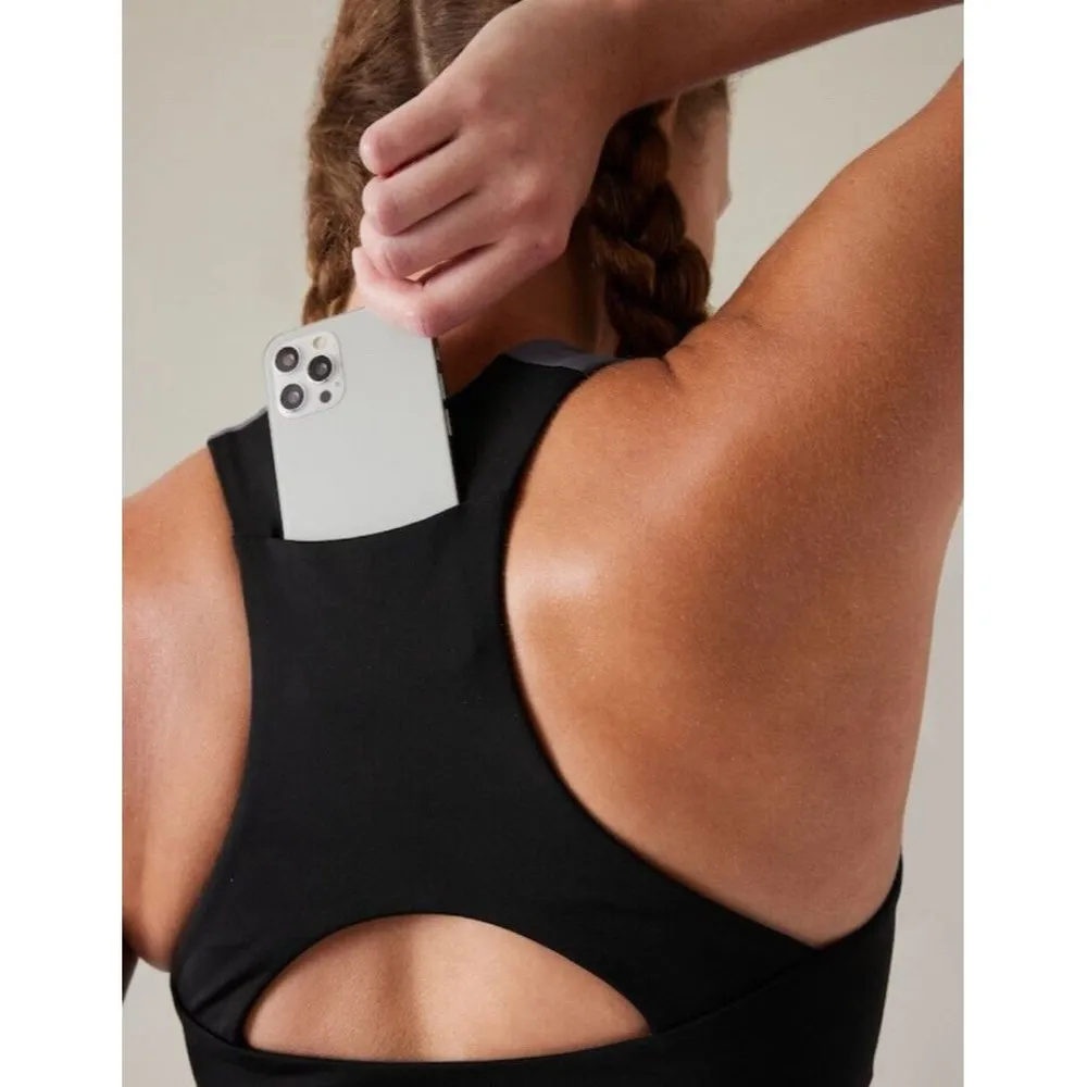 Athleta M Conscious Train Pocket Crop Bra Medium Cup D-DD Purple Black - Image 2