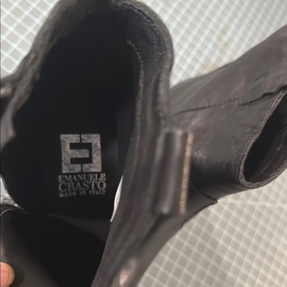 Black Leather Ankle Booties with Western Stitching Size 7.5 - Image 4