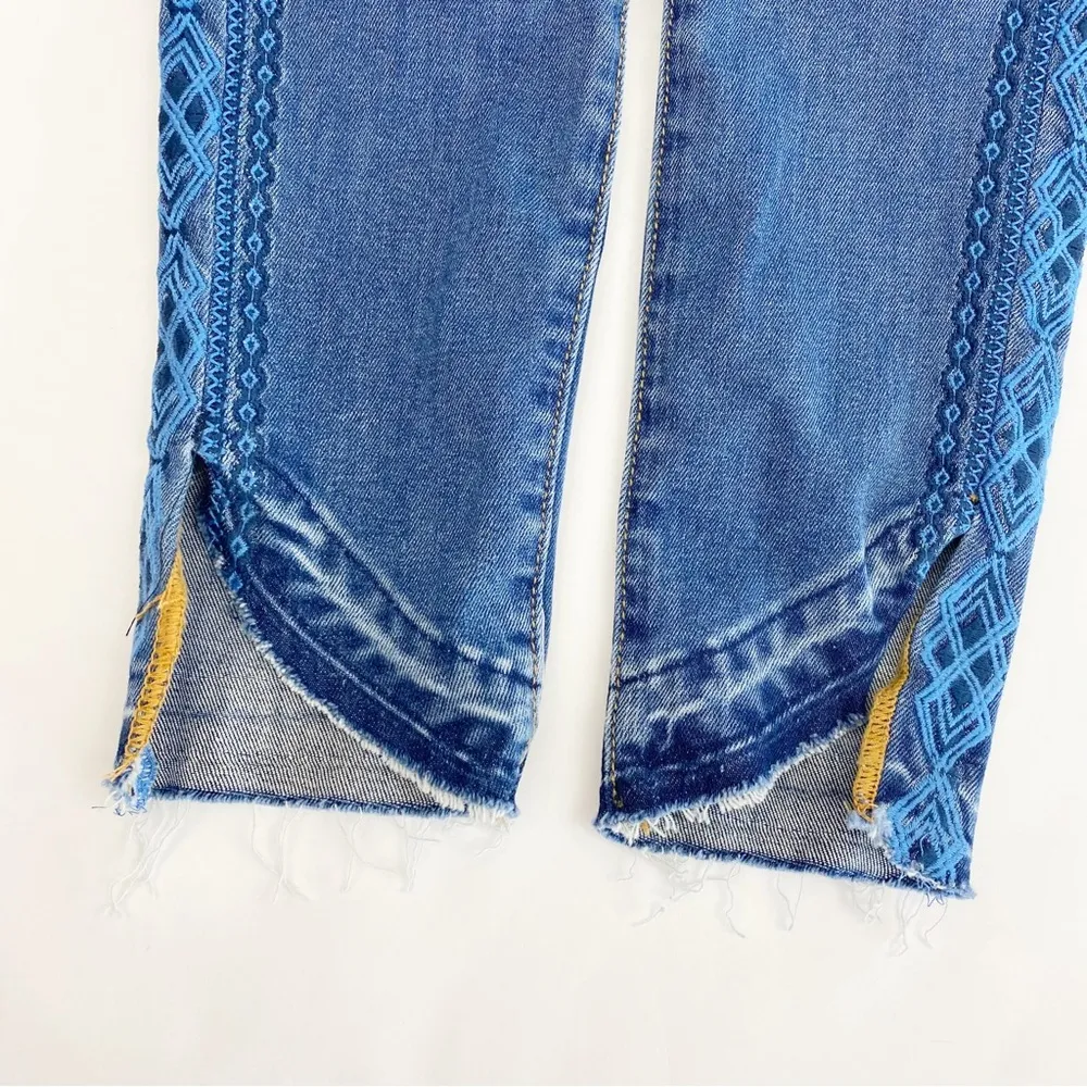 Driftwood  Jackie High Rise Floral Embroidered Distressed Skinny Tulip Hem Jeans - Image 13