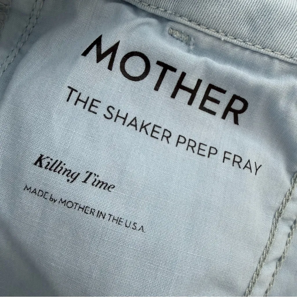 MOTHER The Shaker Prep Fray Tapered Leg chino Killing Time Blue/Red Size 30 Blue - Image 11