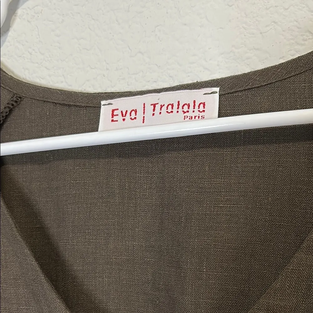 Eva Tralala Paris 100% linen chocolate brown one button jacket Size XL - Image 2