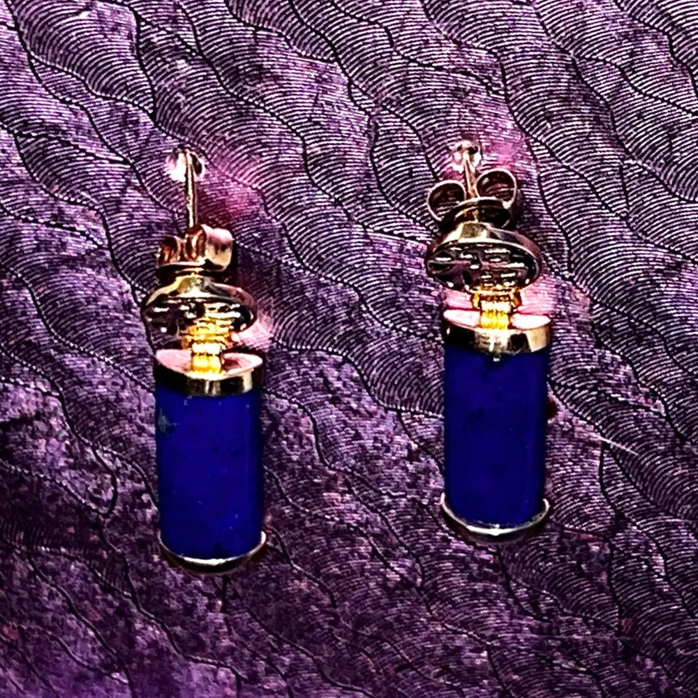 14K Gold Lapis Stud Earrings - Image 13