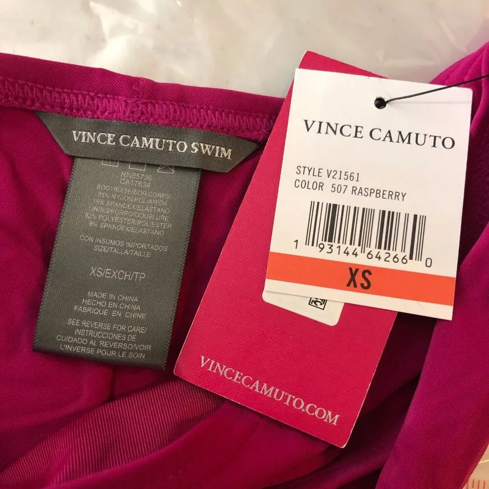 Vince Camuto Swim Raspberry Bikini Bottoms Ruched Back Shirred Cheeky Size XS - Image 5