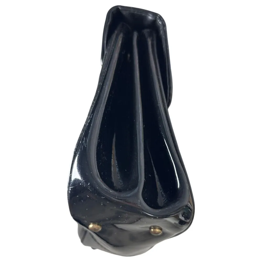 JR Julius Resnick Florida Black Patent Tortoise Lucite Handle Satchel Purse Bag - Image 4