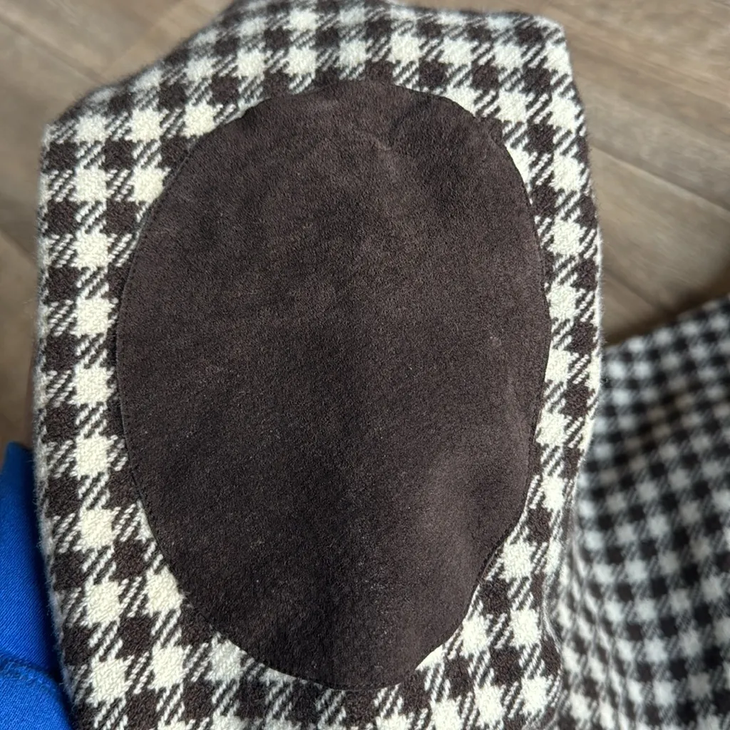 Perry Ellis Wool Brown Houndstooth Blazer with Elbow Patches - Image 14