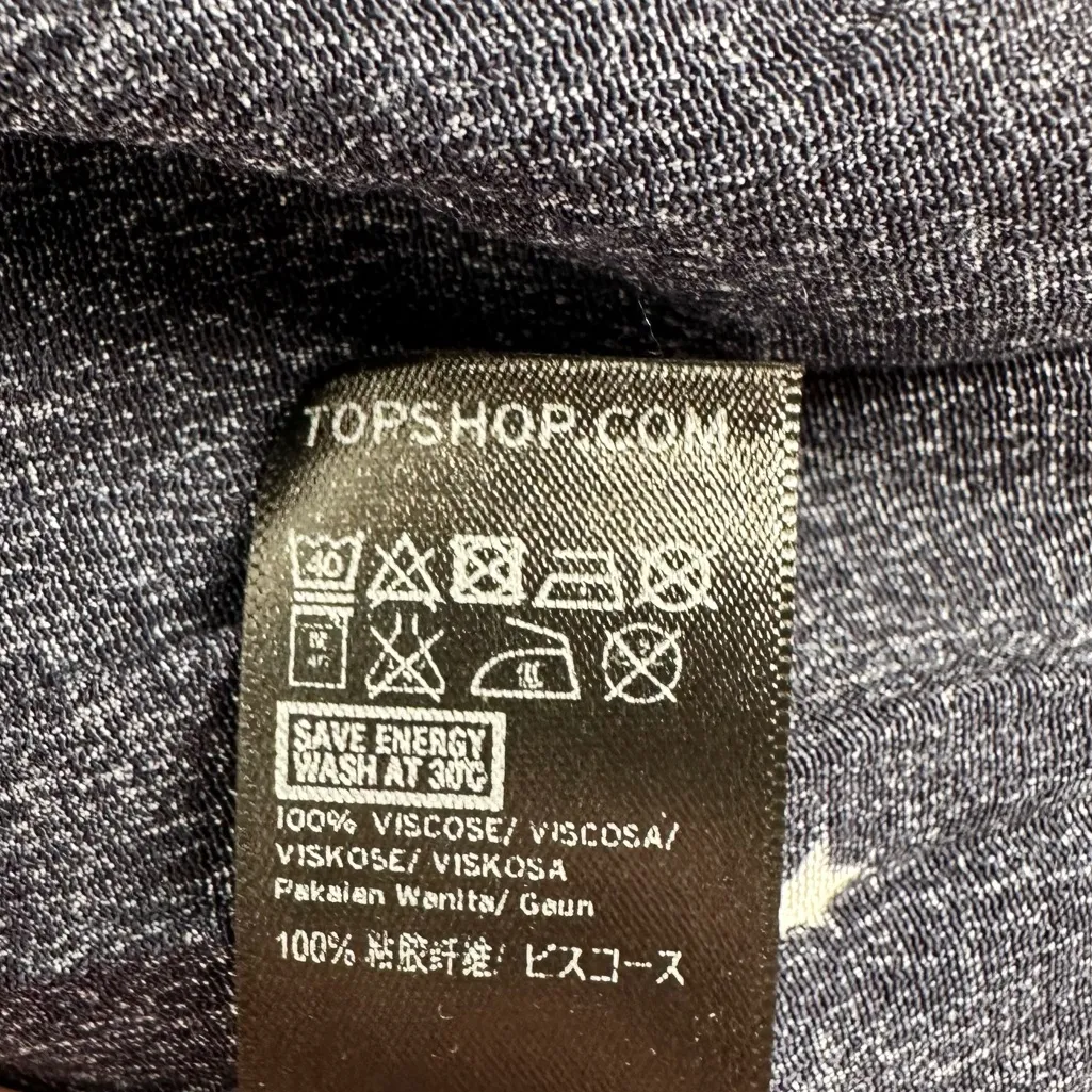 Topshop Navy Star Print Midi Slip Dress size 8 Tie Straps Button Front V Neck - Image 10