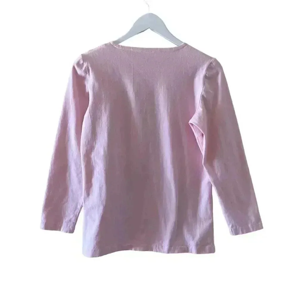 Pink Plain Solid Basic Essential Long Sleeves Top SZ M #1291 Size M - Image 6