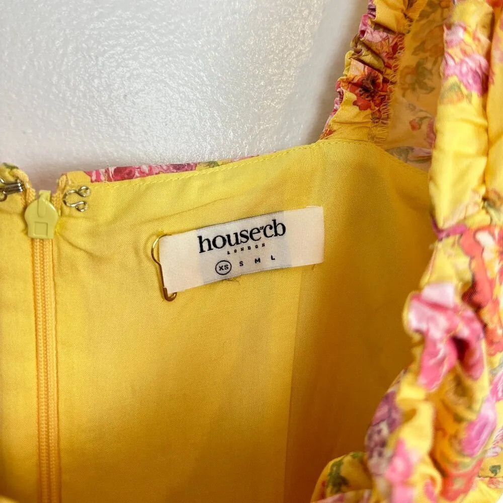 HOUSE OF CB Felizia Puff Sleeve Sundress in Butter Print Size X-Small - Image 9