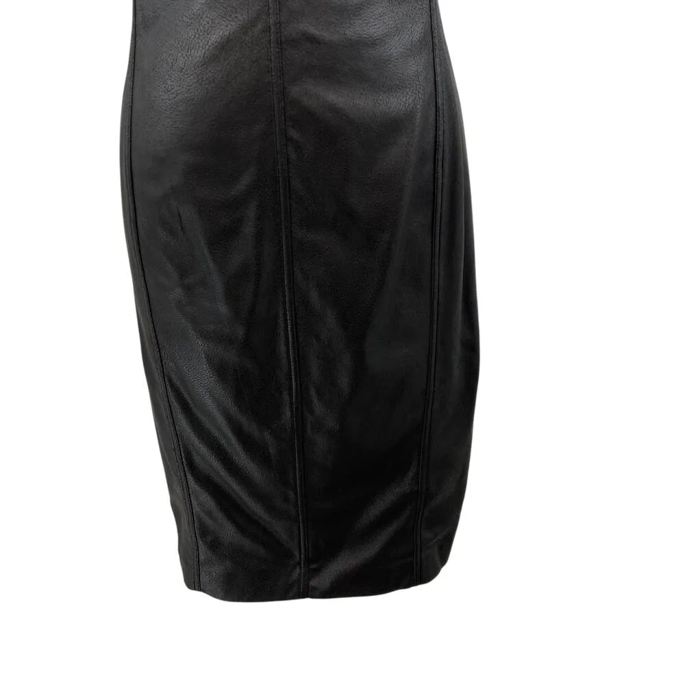 Byron Lars Black Faux Leather Faux Suede Sheath‎ Wiggle Dress Size 4 - Image 4