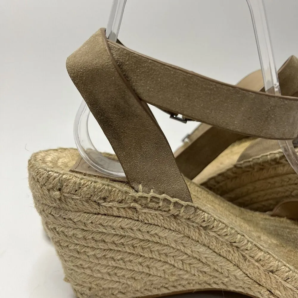 Tory Burch Sandals Women’s 8 M Bima 2 Beige Suede Espadrille Wedge Ankle Strap - Image 6