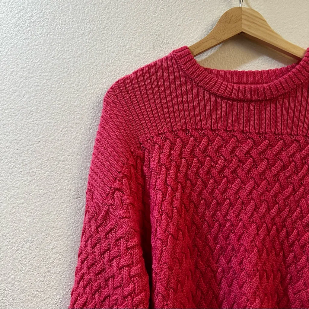 Nation LTD Textured Balloon Sleeve Crewneck Pullover Sweater Size Small Pink - Image 3