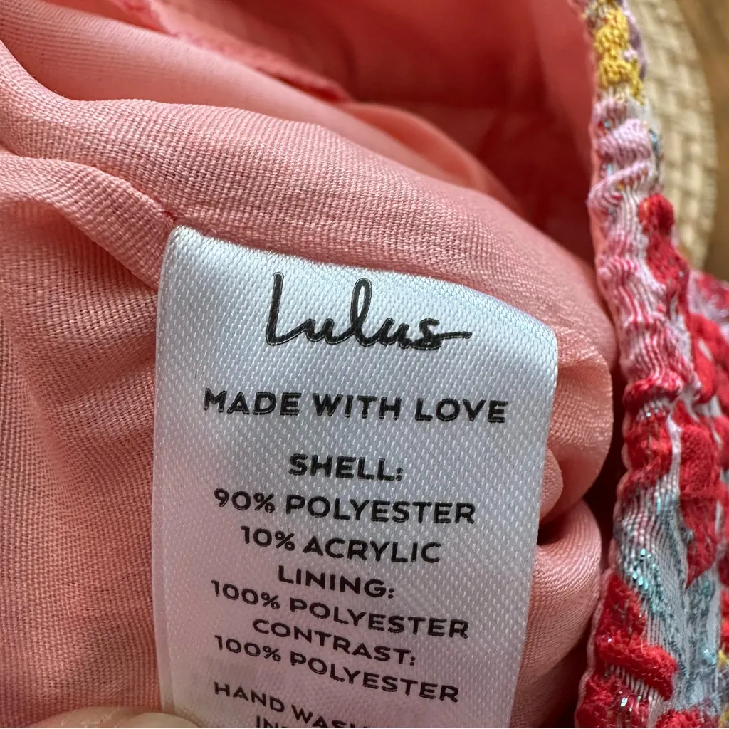 Lulus Ellarina Metallic Floral Jacquard Pencil Skit Womens Large Pink New - Image 7