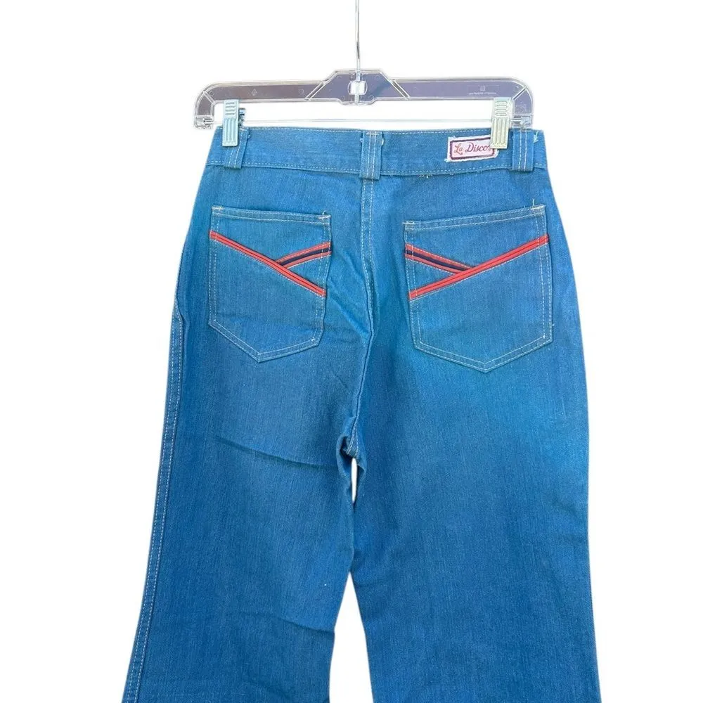 Vintage 1970s 70s La Disco flare bell bottom high waisted Jeans 28’ retro NEW - Image 2